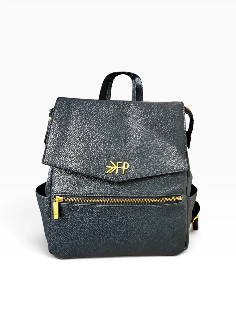 Freshly Picked Navy Faux Leather Diaper Backpack with Gold Hardware Smaller Size